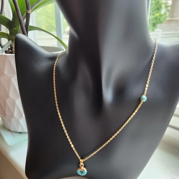 New Faux Turquoise Boho Pendant Necklace - Picture 2 of 4
